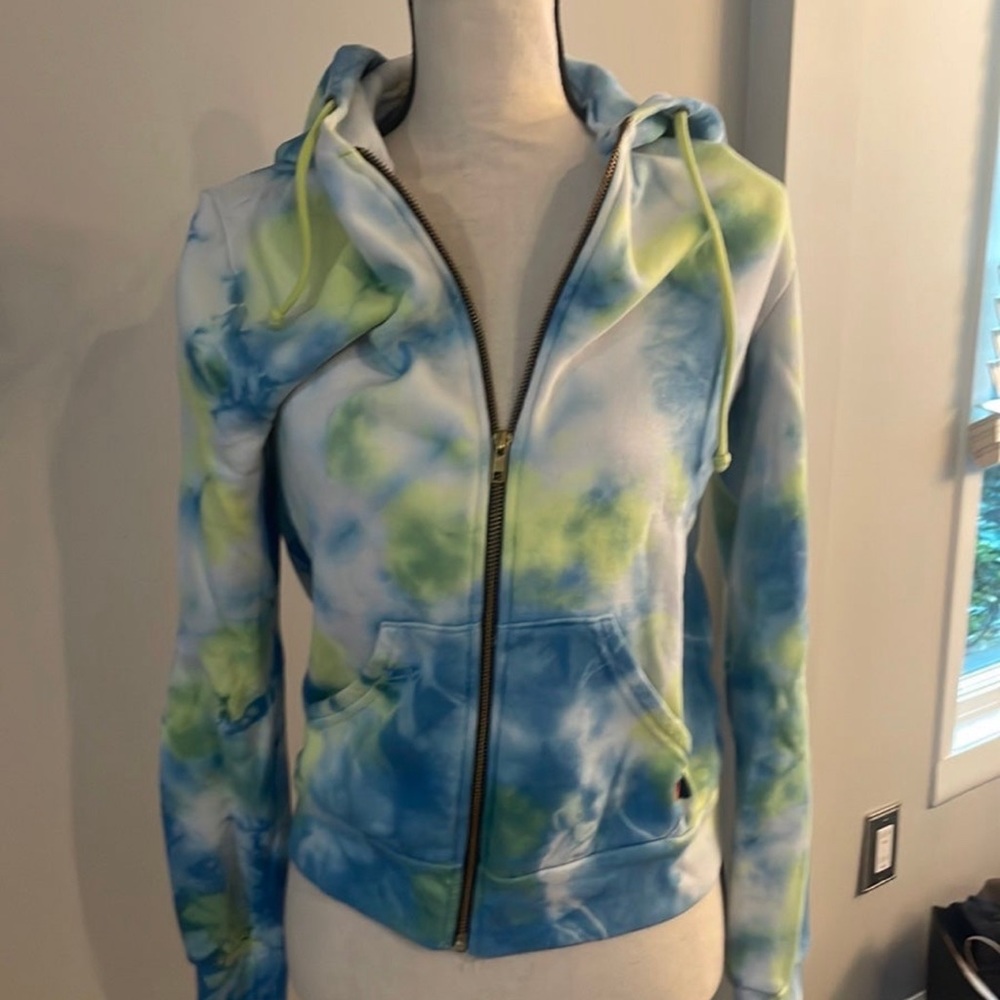 Aviator Nation Blue and Yellow Tie-Dye Zip Hoodie